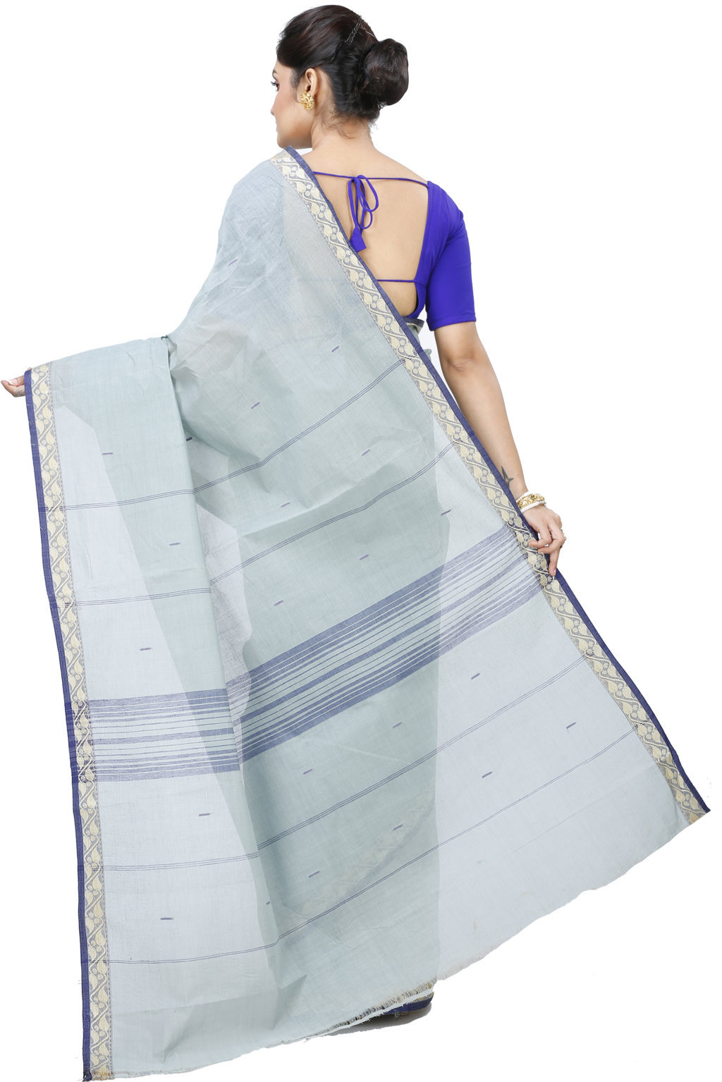 Light Grey Pure Cotton Gaela Tant Saree (924)